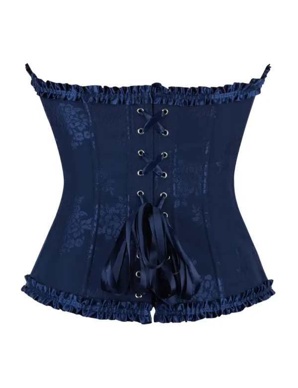 Corset bleu nuit élégant en jacquard fleuri