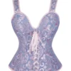 Corset bleu poudré et rose à motifs baroques (1) Corset bleu poudré et rose à motifs baroques