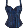 Corset bleu royal et noir à bretelles réglables