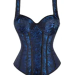 Corset bleu royal et noir à bretelles réglables (1) Corset bleu royal et noir à bretelles réglables
