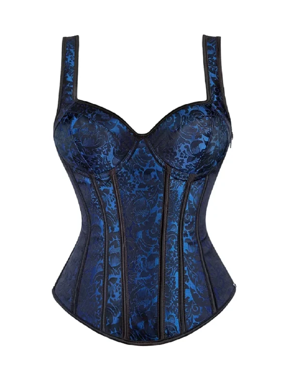 Corset bleu royal et noir à bretelles réglables