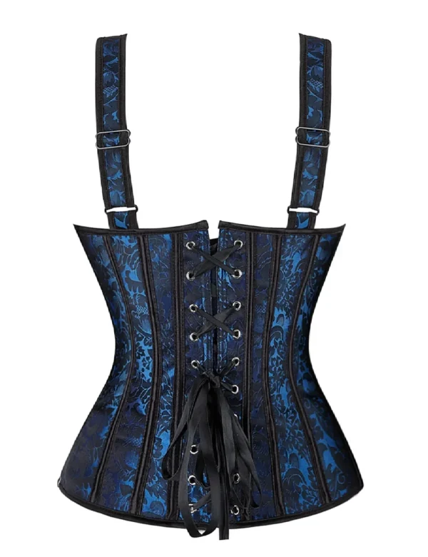 Corset bleu royal et noir à bretelles réglables