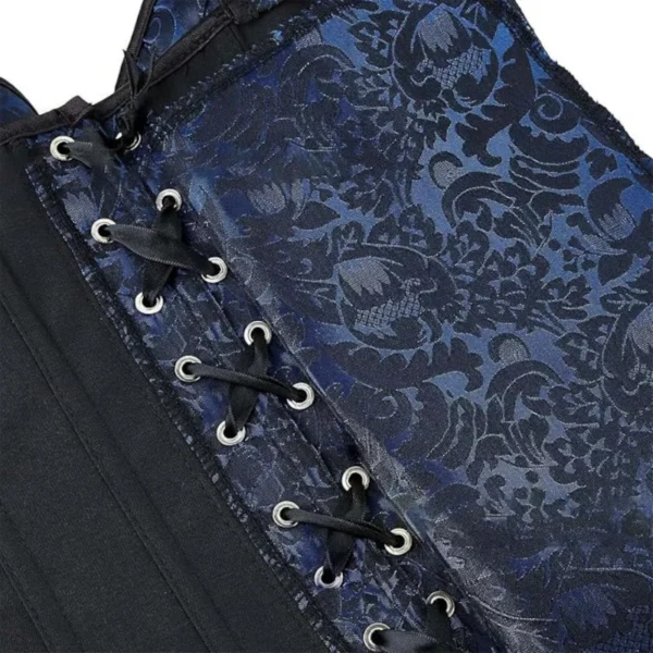Corset bleu royal et noir à bretelles réglables