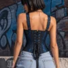 Corset bleu royal et noir à bretelles réglables