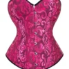 Corset burlesque brocart rose et noir