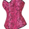 Corset burlesque brocart rose et noir