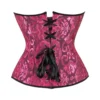 Corset burlesque brocart rose et noir