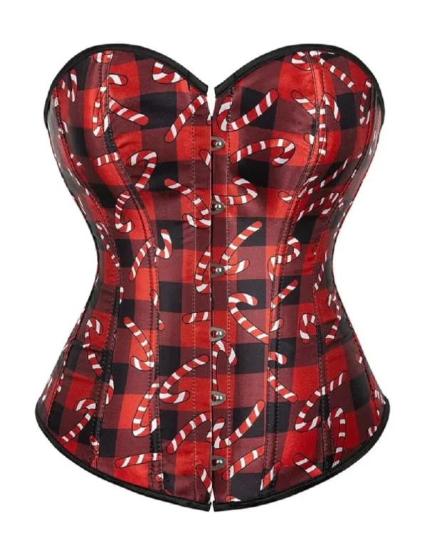 Corset bustier de Noël à carreaux et sucres d’orge