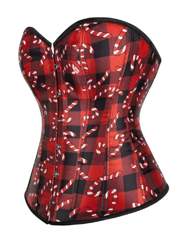 Corset bustier de Noël à carreaux et sucres d’orge