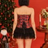 Corset bustier de Noël à carreaux et sucres d’orge
