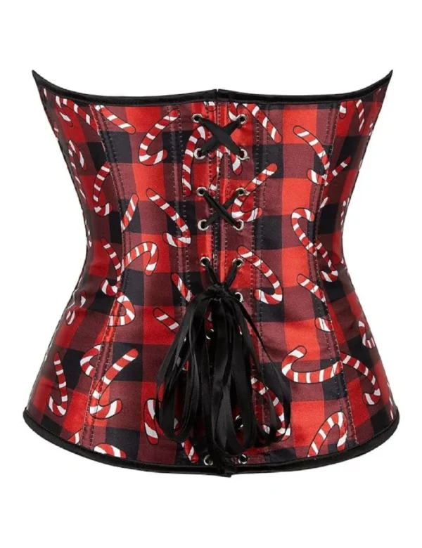 Corset bustier de Noël à carreaux et sucres d’orge