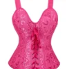 Corset bustier rose à lacets et bretelles larges