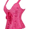 Corset bustier rose à lacets et bretelles larges