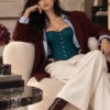 Corset chic bleu pétrole à décolleté cœur (vue assise) Corset chic bleu pétrole à décolleté cœur