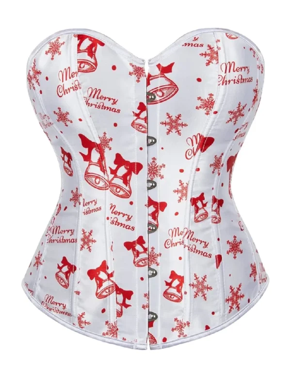 Corset de Noël blanc à motifs Merry Christmas (1) Corset de Noël blanc à motifs Merry Christmas