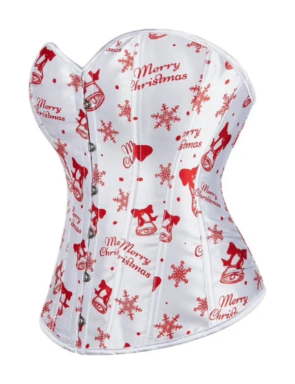 Corset de Noël blanc à motifs Merry Christmas (2) Corset de Noël blanc à motifs Merry Christmas