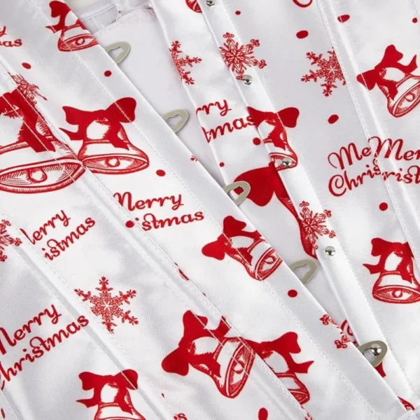 Corset de Noël blanc à motifs Merry Christmas (3) Corset de Noël blanc à motifs Merry Christmas