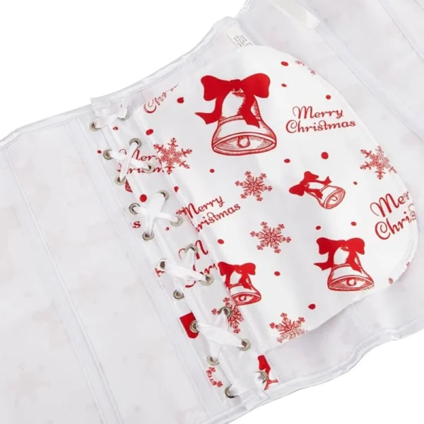 Corset de Noël blanc à motifs Merry Christmas (4) Corset de Noël blanc à motifs Merry Christmas