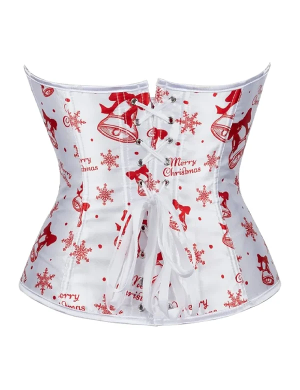 Corset de Noël blanc à motifs Merry Christmas (5) Corset de Noël blanc à motifs Merry Christmas