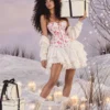 Corset de Noël blanc à motifs Merry Christmas