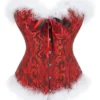Corset de Noël rouge à fourrure blanche (1) Corset de Noël rouge à fourrure blanche