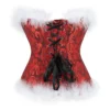 Corset de Noël rouge à fourrure blanche (2) Corset de Noël rouge à fourrure blanche