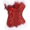 Corset de Noël rouge à fourrure blanche (3) Corset de Noël rouge à fourrure blanche