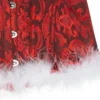 Corset de Noël rouge à fourrure blanche (4) Corset de Noël rouge à fourrure blanche