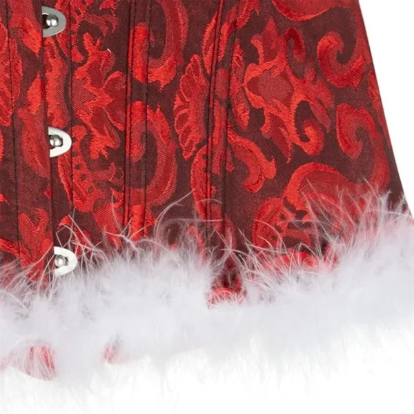 Corset de Noël rouge à fourrure blanche (4) Corset de Noël rouge à fourrure blanche
