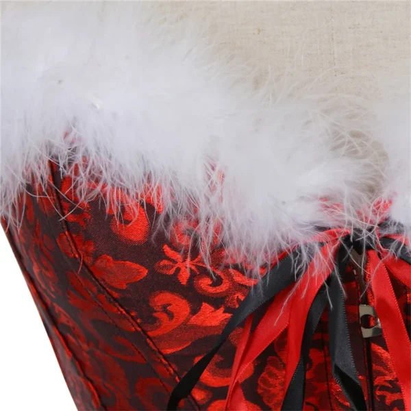 Corset de Noël rouge à fourrure blanche (6) Corset de Noël rouge à fourrure blanche