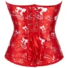 Corset de Noël rouge satiné à motifs cloches (3) Corset de Noël rouge satiné à motifs cloches