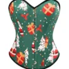 Corset de Noël vert à motifs Père Noël et cadeaux (1) Corset de Noël vert à motifs Père Noël et cadeaux