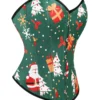 Corset de Noël vert à motifs Père Noël et cadeaux (2) Corset de Noël vert à motifs Père Noël et cadeaux