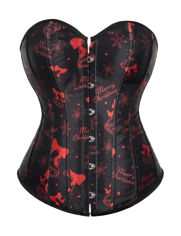 Corset de noël noir à imprimés rouges