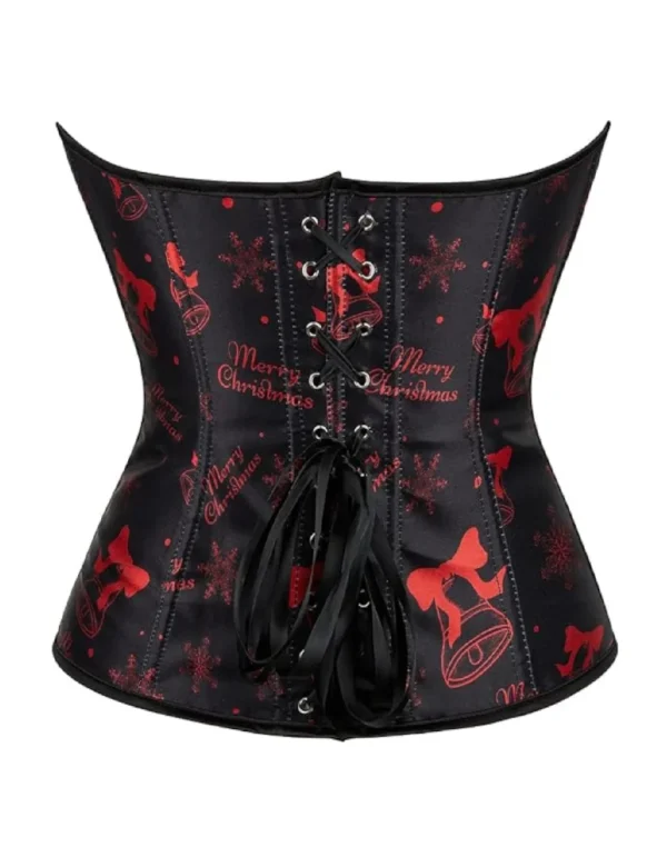 Corset de noël noir à imprimés rouges