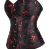 Corset de noël noir à imprimés rouges