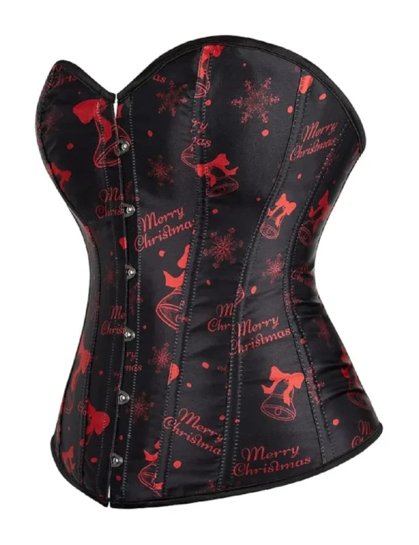 Corset de noël noir à imprimés rouges