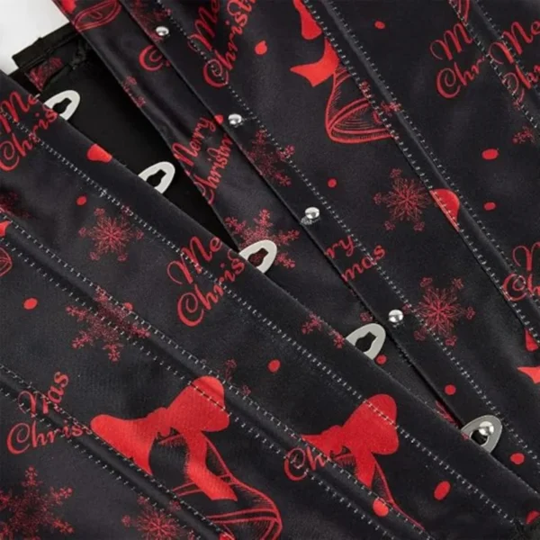 Corset de noël noir à imprimés rouges