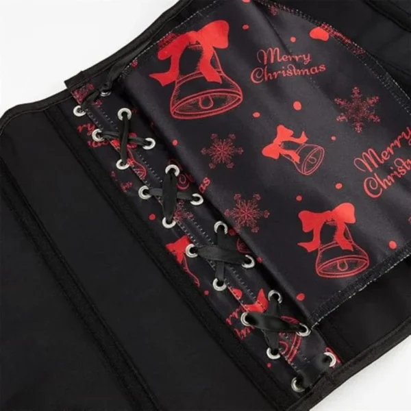 Corset de noël noir à imprimés rouges