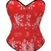 Corset de Noël rouge à motifs flocons de neige
