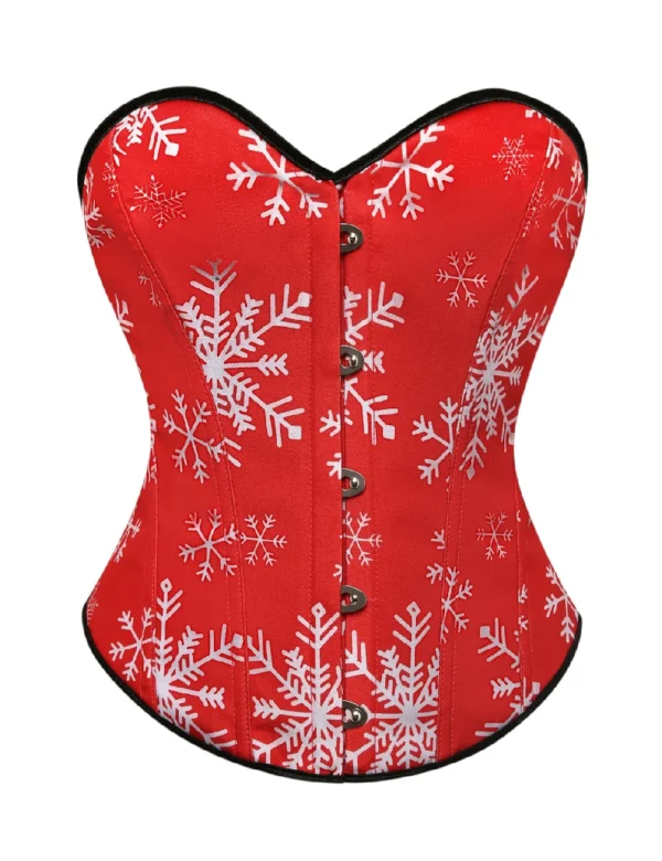 Corset de Noël rouge à motifs flocons de neige