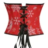 Corset de Noël rouge à motifs flocons de neige