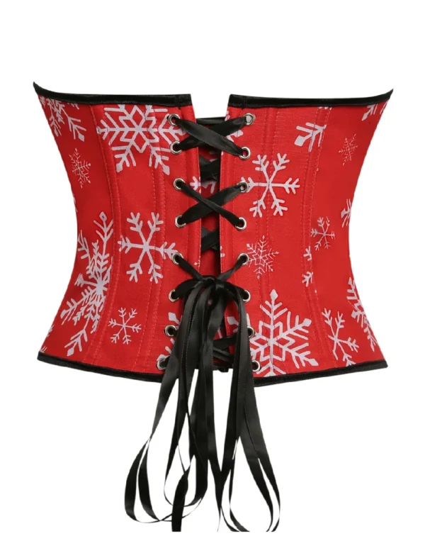 Corset de Noël rouge à motifs flocons de neige