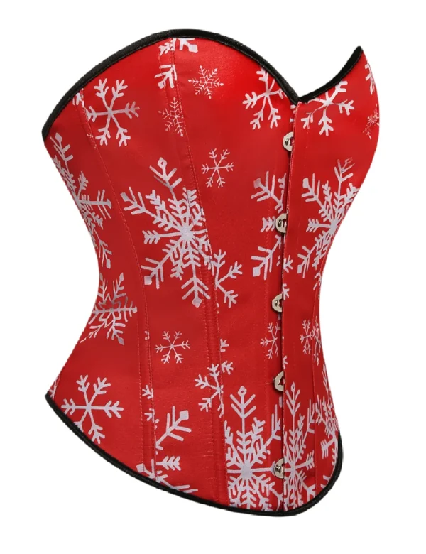 Corset de Noël rouge à motifs flocons de neige