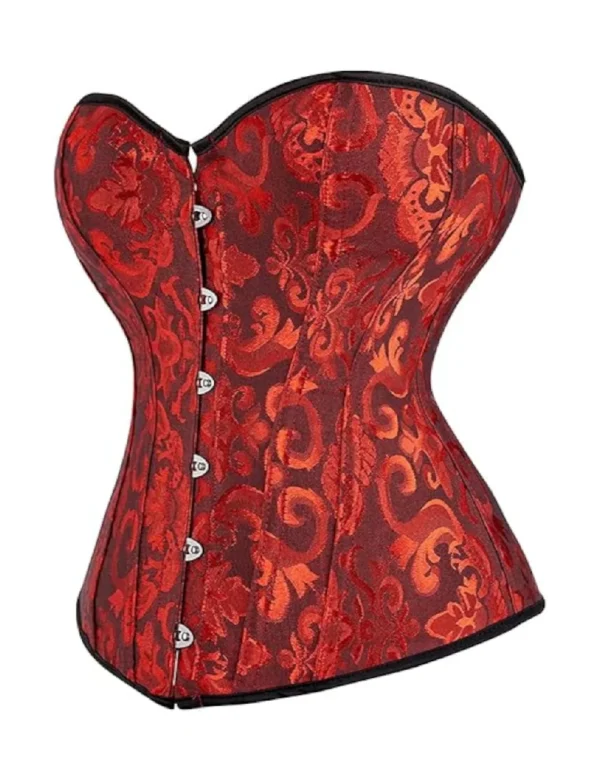 Corset de soirée rouge et noir (3) Corset de soirée rouge et noir