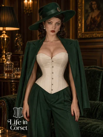 Corset en satin blanc crème