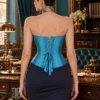 Corset en satin bleu azur