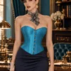 Corset en satin bleu azur
