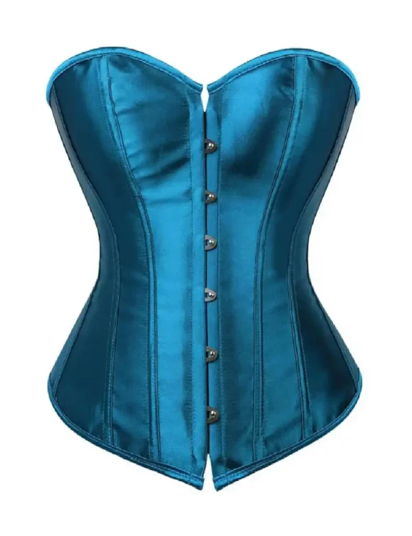 Corset en satin bleu canard (1) Corset en satin bleu canard