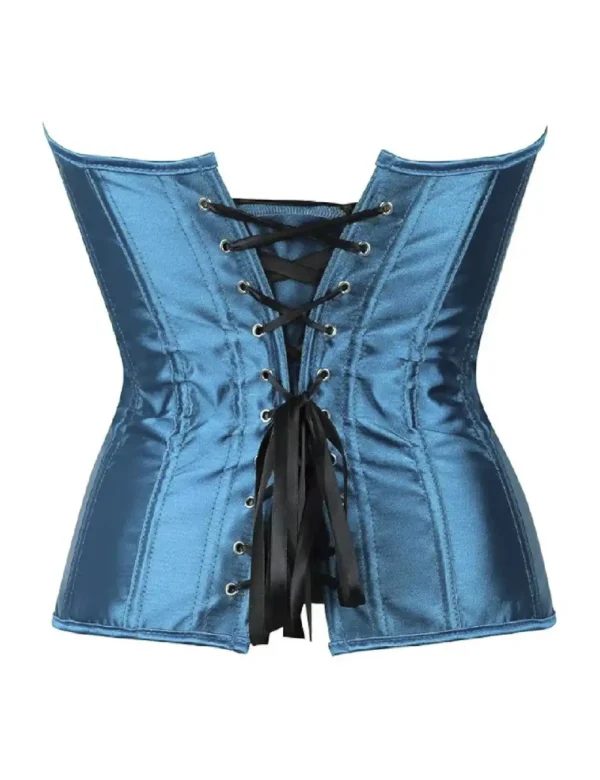 Corset en satin bleu canard (2) Corset en satin bleu canard